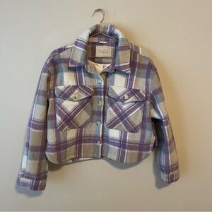 [BlankNYC] wool cropped Shacket purple and white Size Large